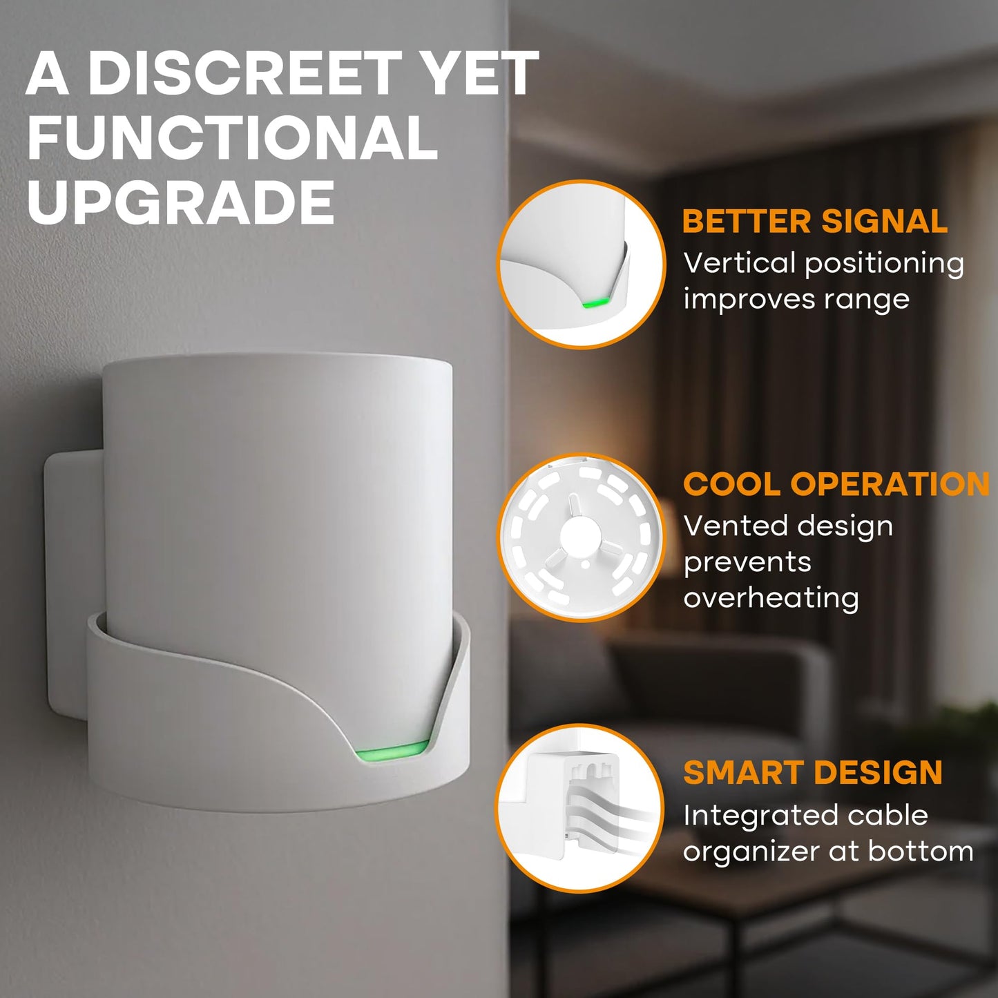 Bangcheer-Wall Mount for TP-Link, Deco X10 X20 X60 X50 X55 WiFi 6 Wall Mount Bracket with Cable Organizer Home Mesh WiFi System, Sturdy Bracket Holder