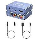 192KHz HDMI ARC Audio Extractor with Optical Cable ARC Converter HDMI ARC to Optical TOSLINK SPDIF Coaxial, RCA+3.5mm Jack L/R Stereo, Audio Splitter