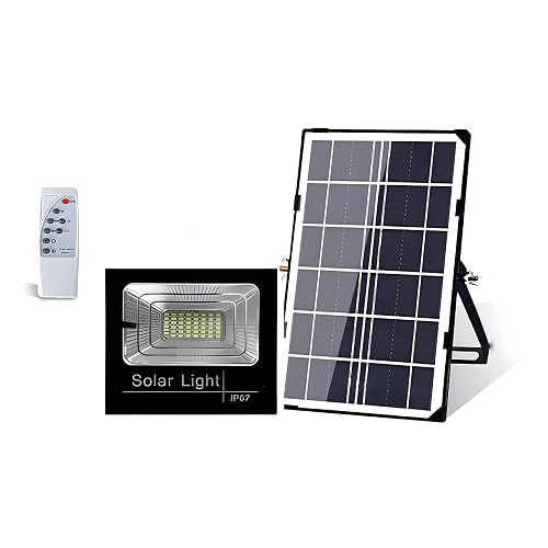 DuBom 30W to 800W 6000K Solar Flood Light Outdoor Remote, IP67 Waterproof Solar Power Security Light Auto On/Off, Dusk to Dawn for Yard, Gazebo, Shed