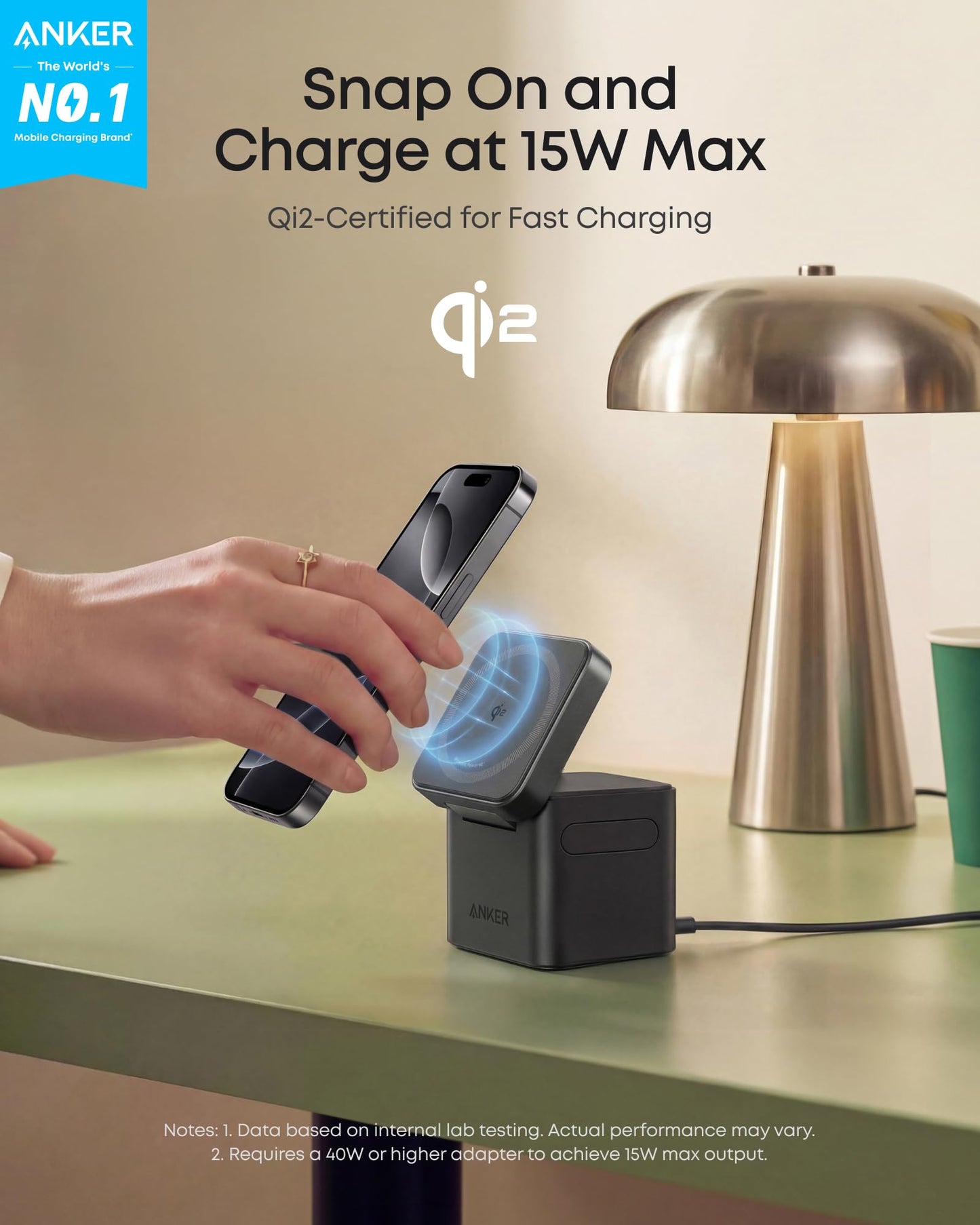 Anker 3-in-1 Cube MagSafe Compatible Qi2 15W Foldable Charging Station
