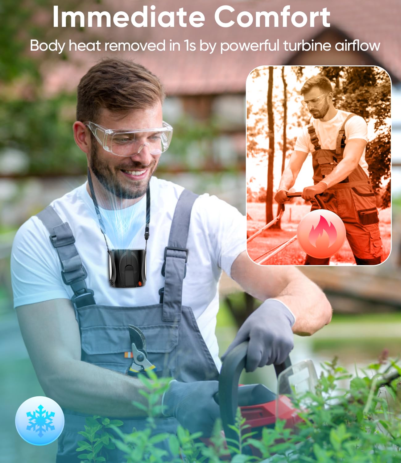 Tedajo AI Portable Waist Fan, 6 Speeds 16000RPM Strong Turbo Airflow, 40H Max Cooling Battery Powered Personal Fan Rechargeable, Hands-Free
