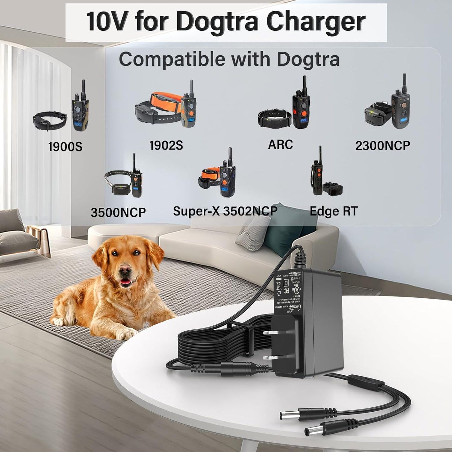 UpBright 10V AC/DC Adapter Compatible with Dogtra Super-X 3502NCP ARC 1900S 1902S EDGE 2300NCP 2500T&B 3500NCP Collar HK-AJ-100A150-US BC10V1500/5.5…