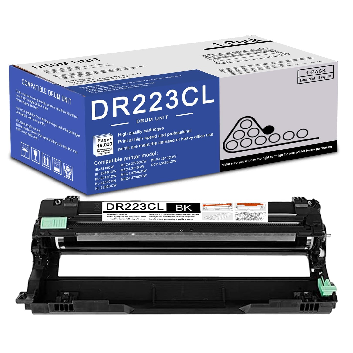 1 Pack DR223CL Black Drum Unit High Yield Compatible DR223CL Replacement for Brother MFC-L3770CDW L3710CW L3750CDW HL-3210CW 3230CDW 3270CDW 3290CDW