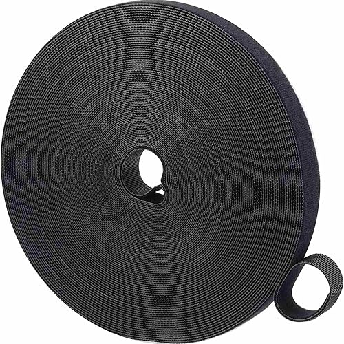 1/2 Inch Hook and Loop Roll Reusable Cable Ties Cable Management Straps Cord Organizer Double-Sided Heavy Duty Strips Black Cord Wrap for Computer