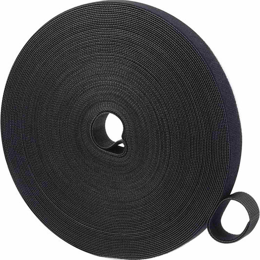 1/2 Inch Hook and Loop Roll Reusable Cable Ties Cable Management Straps Cord Organizer Double-Sided Heavy Duty Strips Black Cord Wrap for Computer