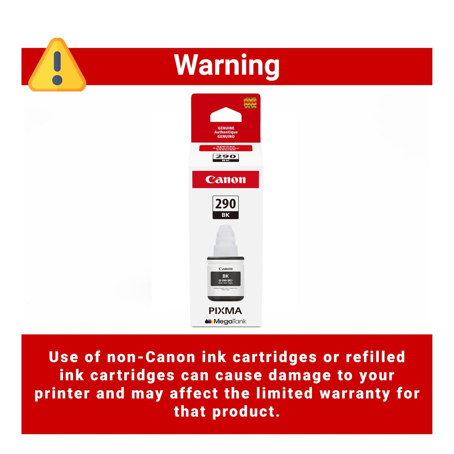 Canon GI-290 Genuine Black Ink Tank, Compatible with Megatank G4200, G3200, G2200, G1200, and G4210 Printers