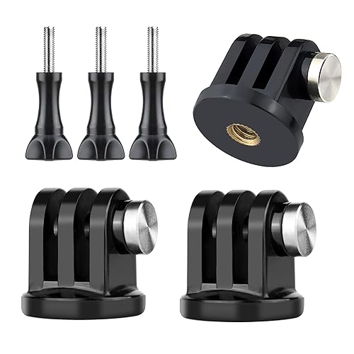GEPULY 6PCS Mini Tripod Mount Adapter, Anti-Rust 316 Stainless Steel, 1/4-20 Thumbscrew for GoPro 13/12/11/10/9, DJI OSMO AKASO Insta360 Action Camera