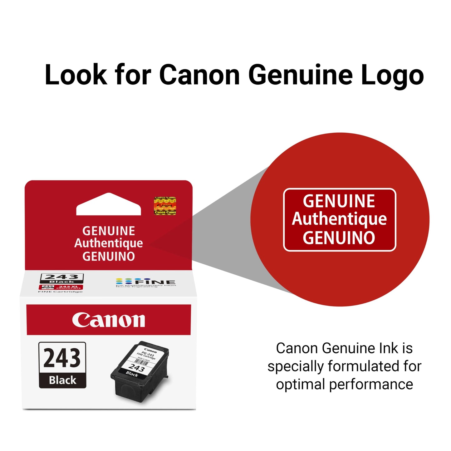 Canon PG-243 Genuine Black Ink Cartridge, Compatible with iP2820, MX492, MG2420/2520/2920/2922/2924/3020/2525, TS3120/302/302a/202/4520/3320