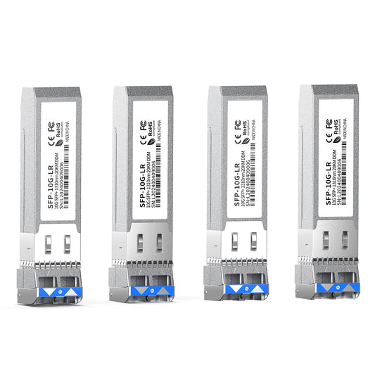 4Pack SFP+ LC 10GBase-LR Transceiver - 10G Single Mode Module, Compatible with Cisco SFP-10G-LR, Ubiquiti UF-SM-10G, Meraki, Mikrotik, Netgear, Aruba