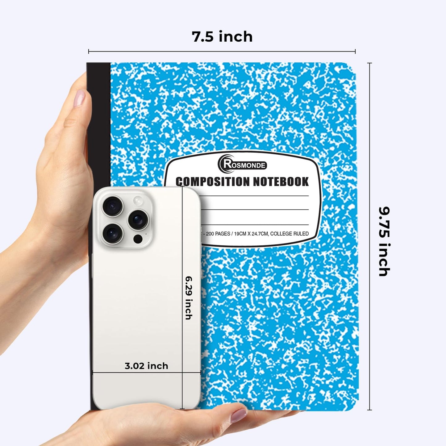 Rosmonde 1000 Pack Composition Notebooks Bulk, College Ruled, Color Marble