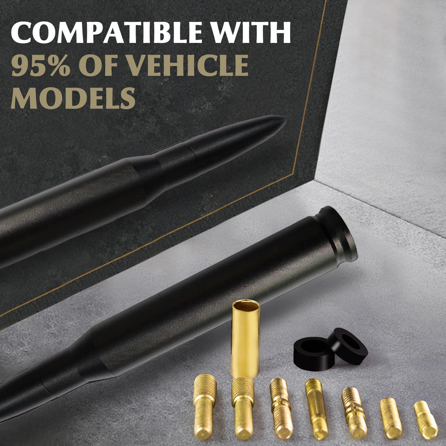 Car Truck Antenna 50 Cal Bullet Antenna Truck Accessories Silverado 1500 F150 F250 F350 Dodge Ram 1500 GMC Sierra 1500 Ranger Short Replacement Black