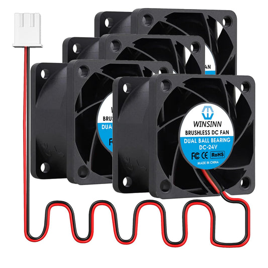 WINSINN DC 40mm Fan 24V 4028 Dual Ball Bearing Brushless Cooling 40x28mm 2PIN (Pack of 4Pcs)