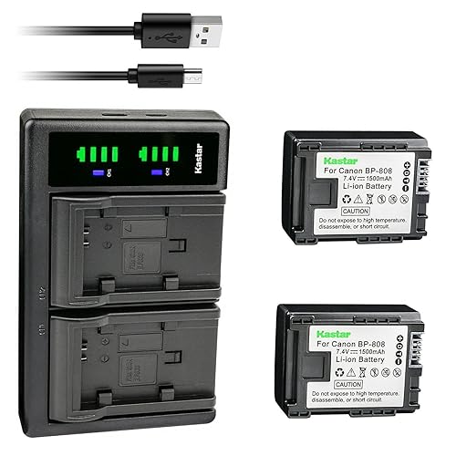 Kastar 2-Pack BP-808 Battery and LTD2 USB Charger Replacement for Canon VIXIA HG30, XA10, XA10 HD, FS10, FS11, FS20, FS21, FS22, FS31, FS40, FS100