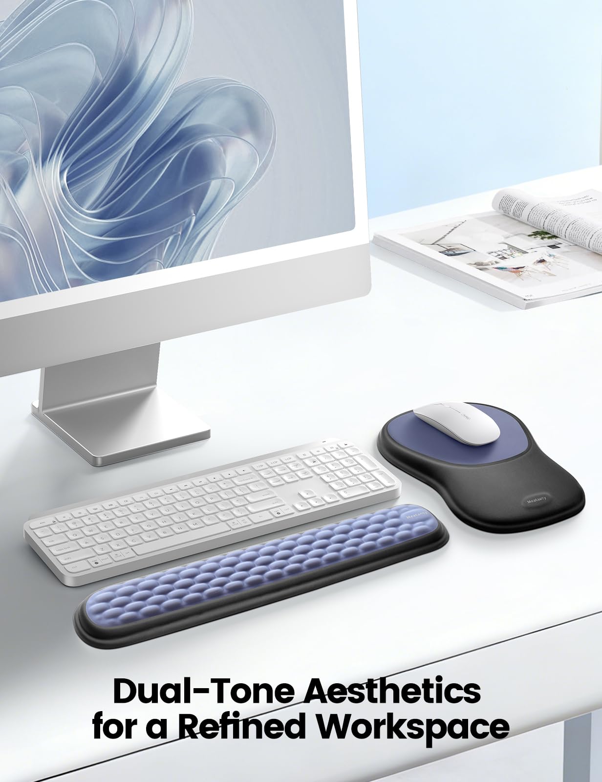 meatanty Keyboard and Mouse Pad Wrist Rest Set, Ergonomic Wrist Pad Support, Computer Hand Palm Rest Combo, Memory Foam Typing Desk Accessories Carpal