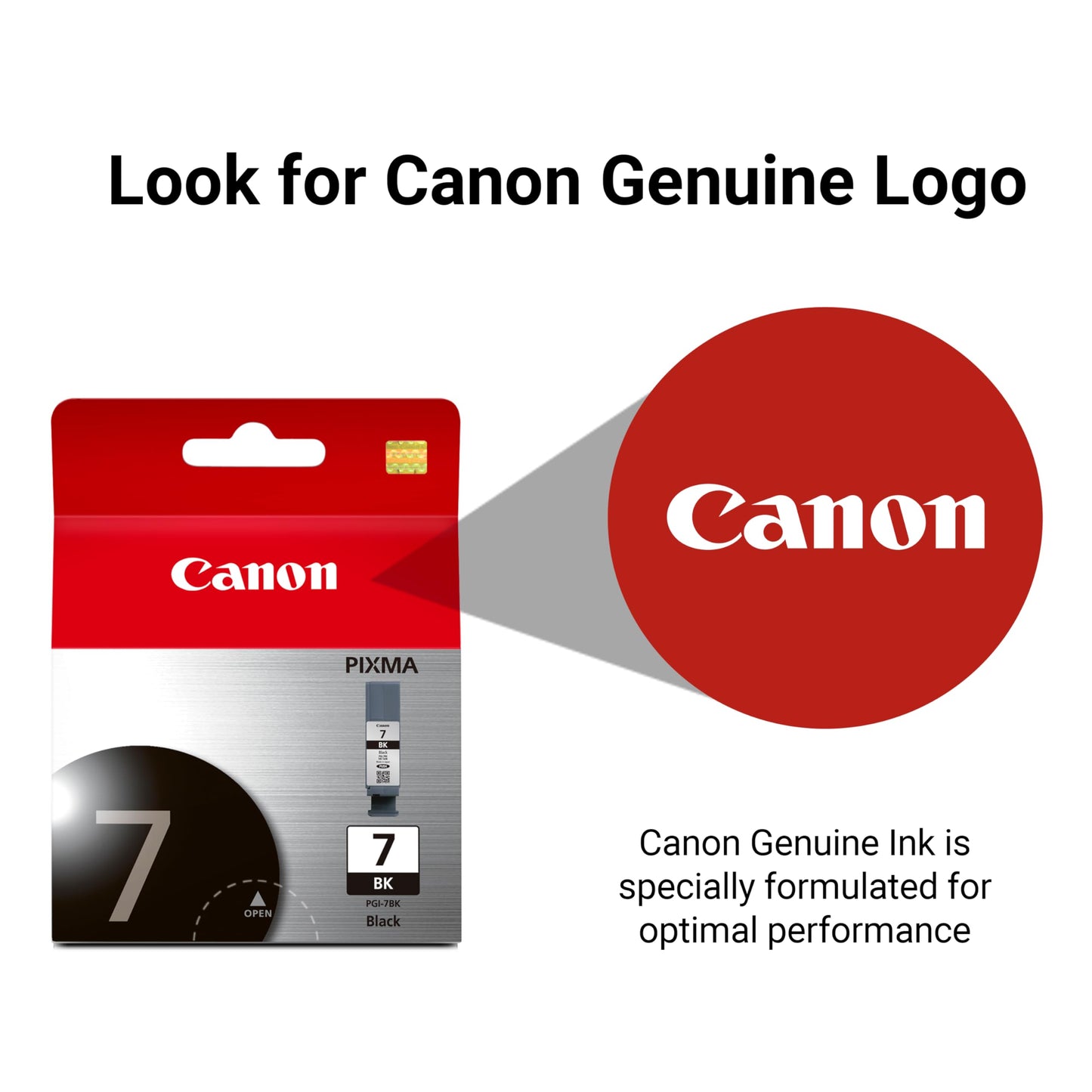 Canon PGI-7 Genuine Black Ink Tank, Compatible with MX7600, and IX7000 Printers