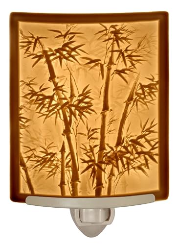 The Porcelain Garden Bamboo Night Light, Porcelain Lithophane, Decorative wall Plug in for Kitchen, Bath, Hallway, Nursery, Asian Themed Accent Light