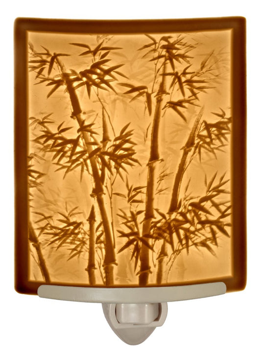 The Porcelain Garden Bamboo Night Light, Porcelain Lithophane, Decorative wall Plug in for Kitchen, Bath, Hallway, Nursery, Asian Themed Accent Light
