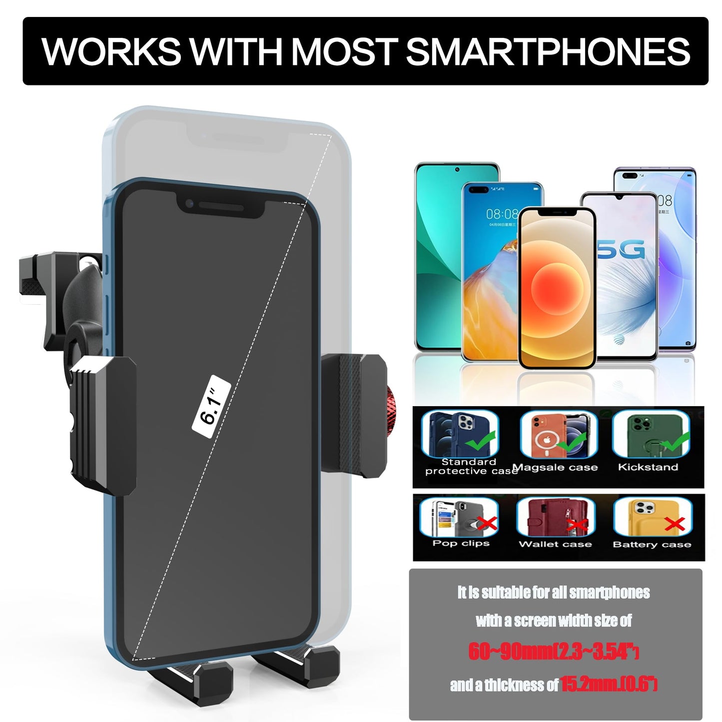 KOQEIEY Upgraded Aluminum Vent Phone Mount for Toyota Tacoma 2016 2017 2018 2019 2020 2021 2022 2023, 3rd Gen Tacoma Phone Holder with 360° Rotation
