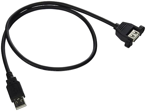 C2G Legrand USB Cable, USB A to A Cable, Black USB Panel Mount Connector, 2 Foot Panel Mount USB, 1 Count, C2G 28063