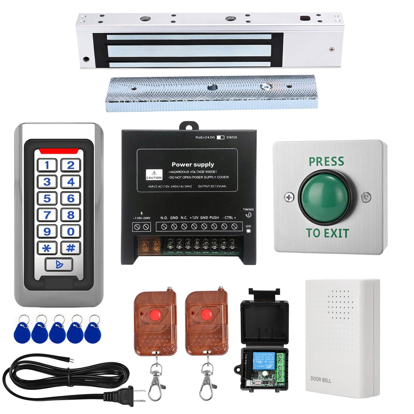 Tuya Smart Door Access Control System Kit, Waterproof Keypad Door Entry with 600lb Magnetic Lock, Remote Control & App Unlock, Doorbell for Home