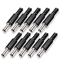 HTTX 10-Pack 5.5mm x 2.5mm DC Socket Male Barrel Jack, Solder On DIY Custom Power Plug Adapter