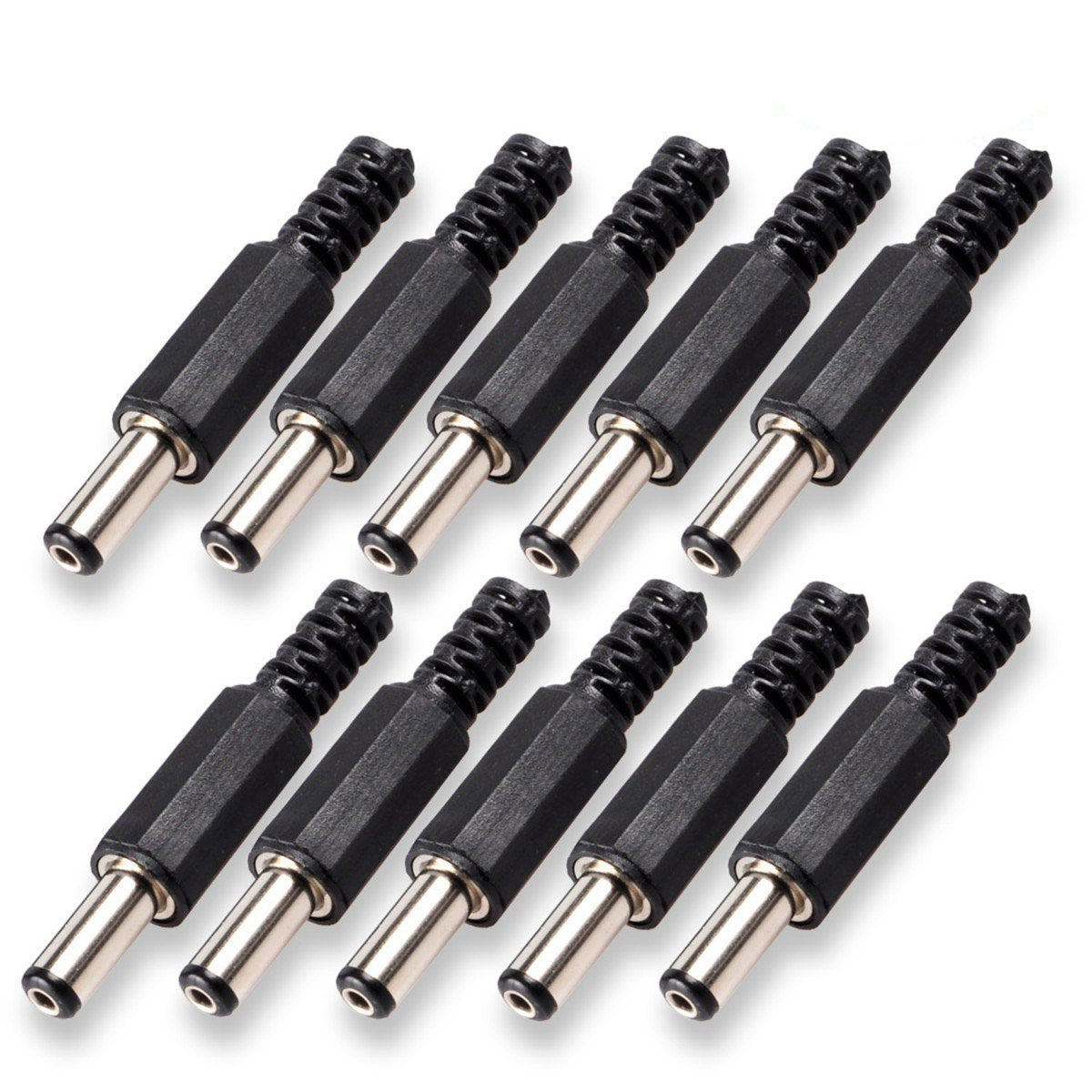 HTTX 10-Pack 5.5mm x 2.5mm DC Socket Male Barrel Jack, Solder On DIY Custom Power Plug Adapter