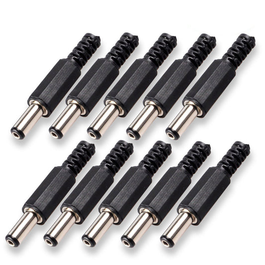 HTTX 10-Pack 5.5mm x 2.5mm DC Socket Male Barrel Jack, Solder On DIY Custom Power Plug Adapter