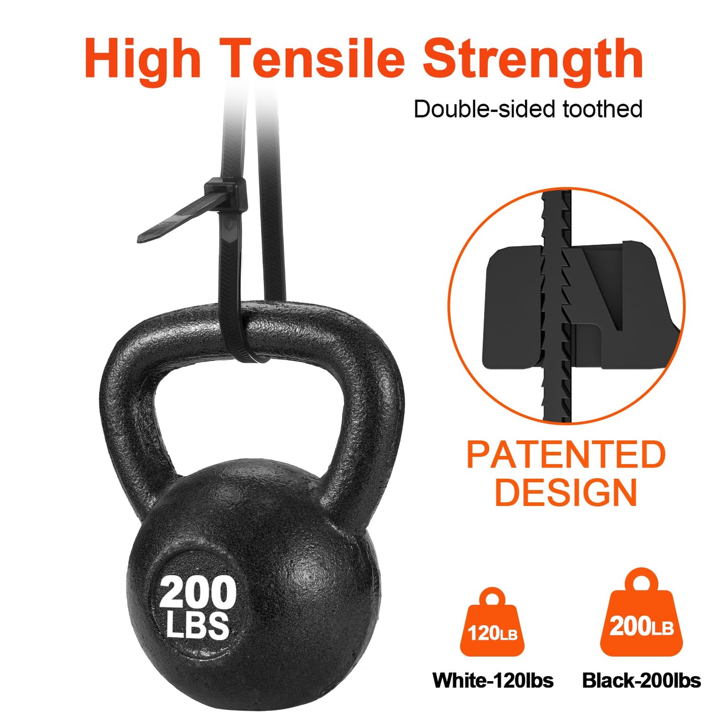 Zip Ties Heavy Duty 12+12 inch,V-Shaped Toothed Double Sided With 200 LBS Tensile Strength Cable Ties ?Extra Large Wire Ties Adjustable Nylon Tie