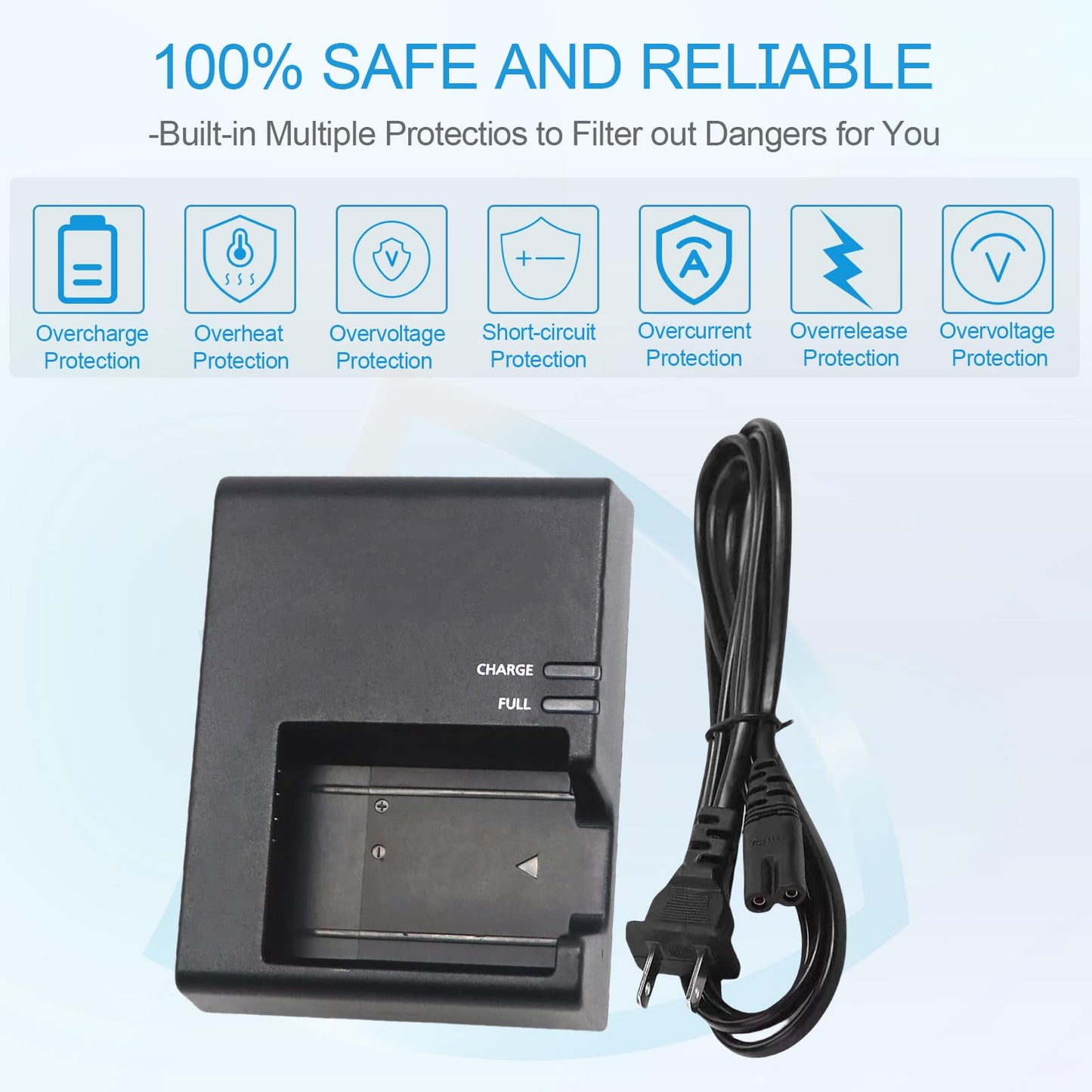 LP-E10 LC-E10 Battery Charger Compatible with Canon EOS Rebel T7, T6, T5, T3, T100,4000D, 1200D, 1100D, 1300D, 1500D, 3000D, kiss X50, X70, X80,X90