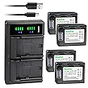 Kastar 4-Pack IA-BP105R Battery and LTD2 USB Charger Replacement for Samsung HMX-F800BN/XAA, HMX-F800SN/XAA, HMX-F90, HMX-F90BN, HMX-F90BN/XAA