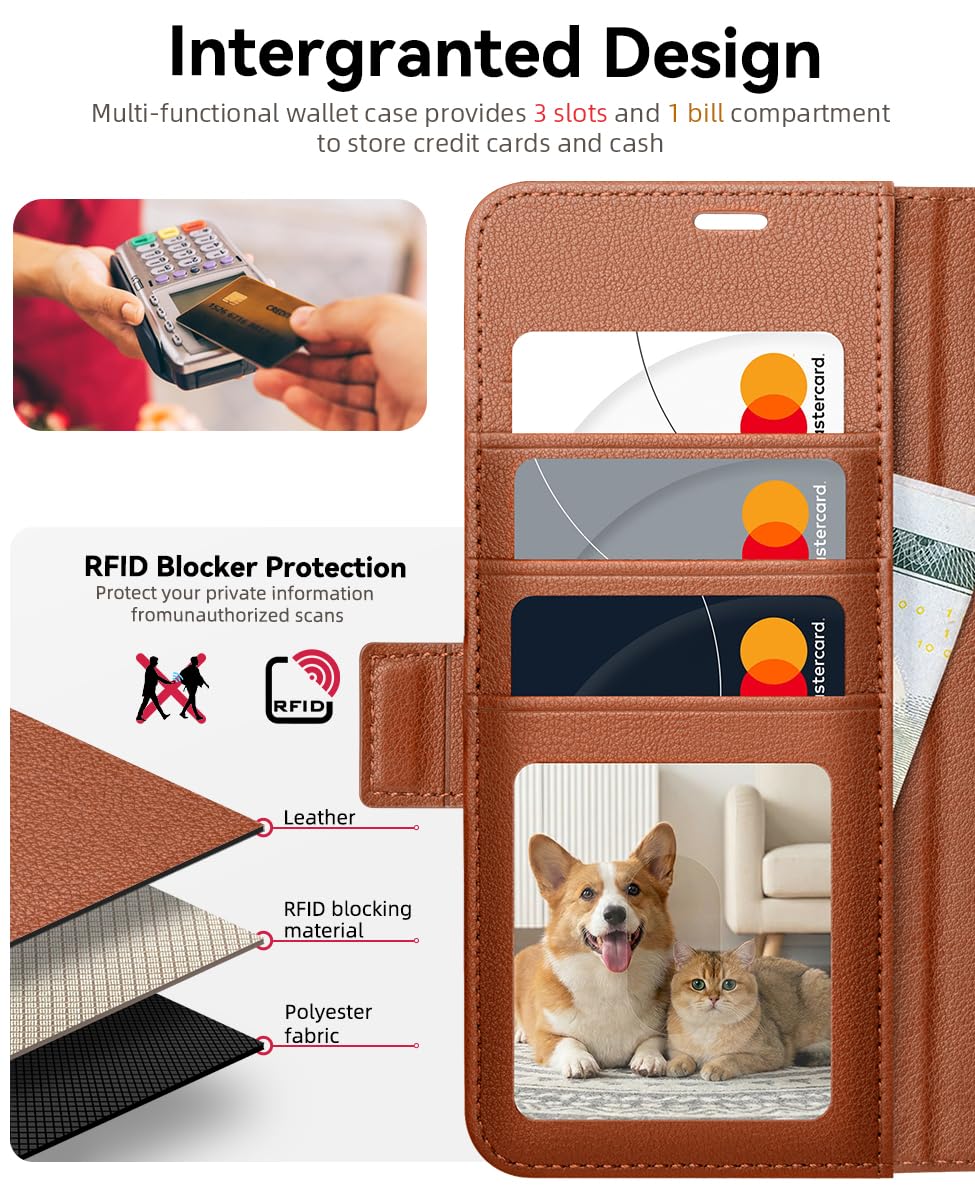 OCASE Compatible with Samsung Galaxy S26 Wallet Case, PU Leather Flip Folio Case with Card Holders RFID Blocking Kickstand [Shockproof TPU Inner