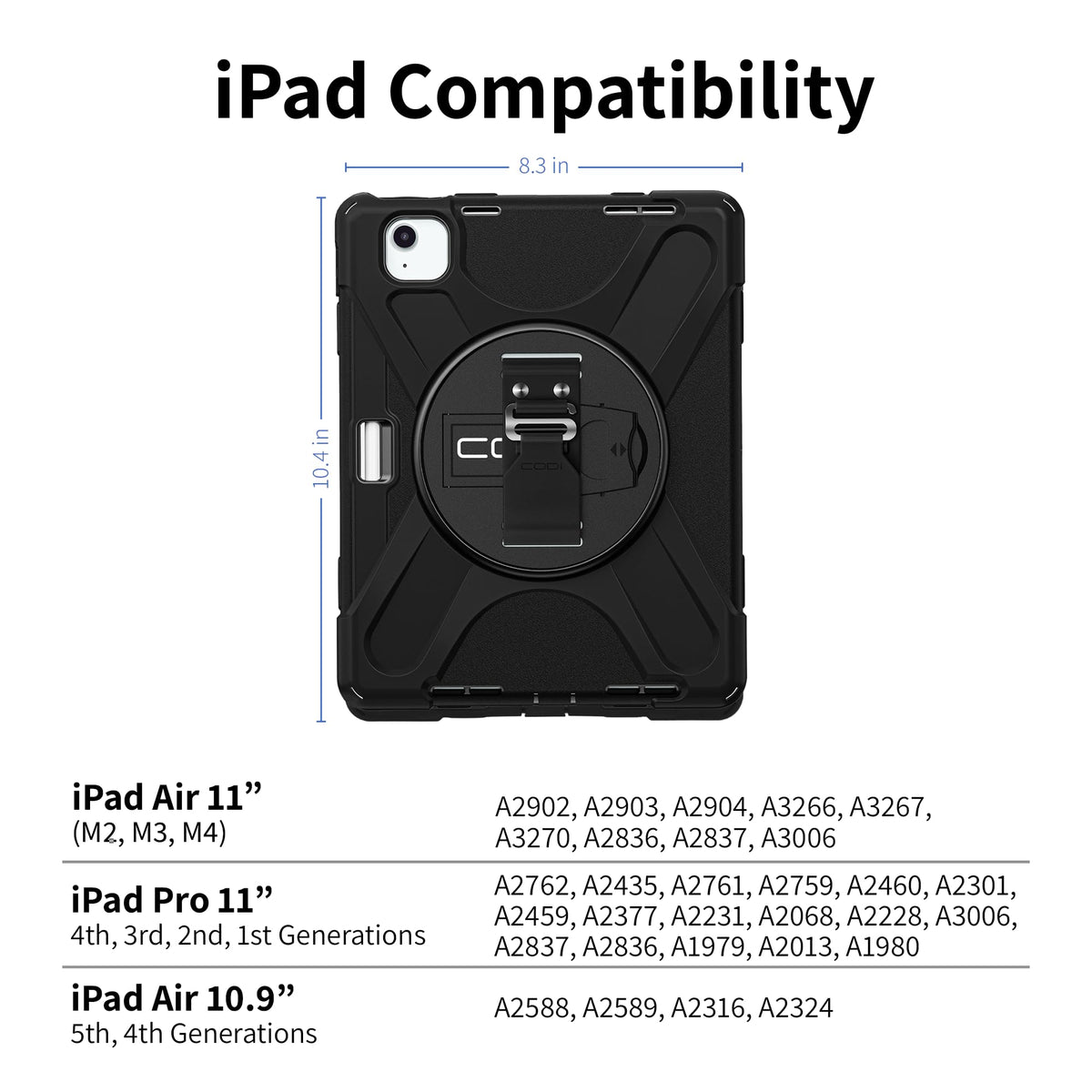 CODi Rugged Case with Integrated Screen Protector for iPad Air 11" (M2, M3, M4), iPad Pro 11" (1-4 Gen), iPad Air 10.9" (4th, 5th Gen) - Drop-Tested