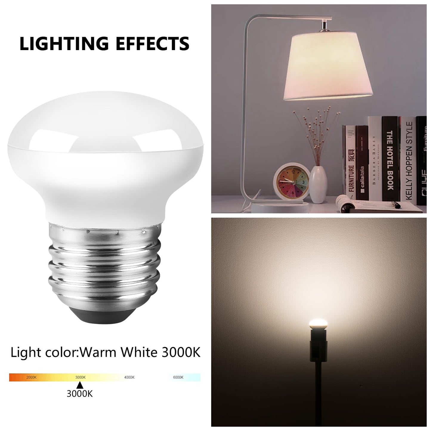 Haian Support R14 LED Light Bulbs, 4W 25W Equivalent, E26 Base, Warm White