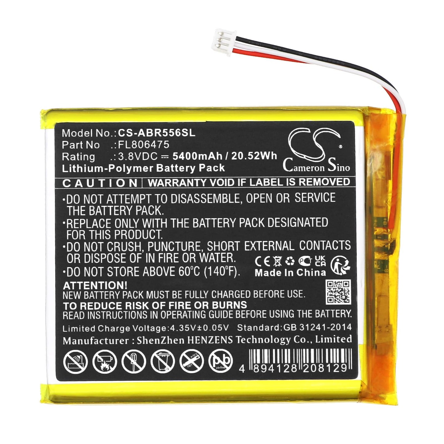 CS Cameron Sino 5400mAh / 20.52Wh Replacement Battery for Anbernic RG556, FL806475