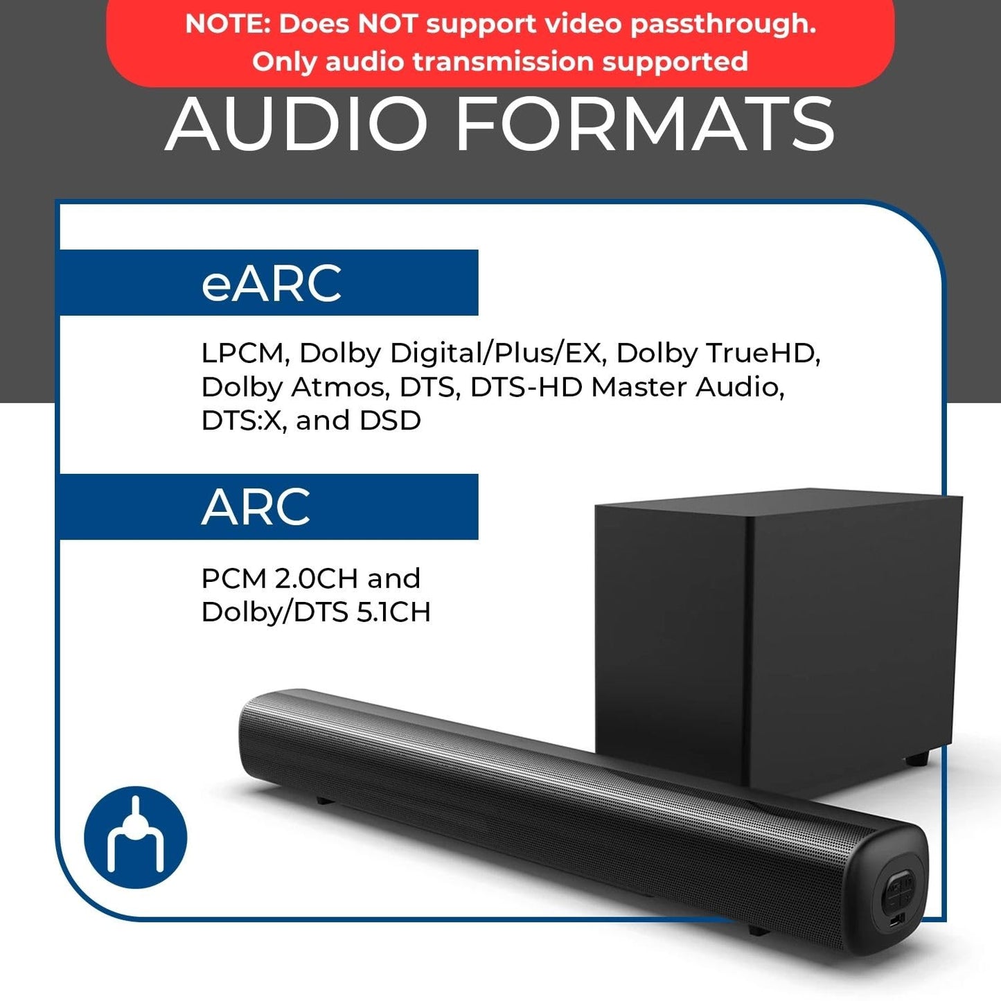 OREI eARC Audio Splitter 1 in 2 Out - HDMI ARC/eARC Audio Extractor & Splitter, Dolby Atmos, DTS:X, TrueHD, CEC Volume Control, Dual Soundbar Audio
