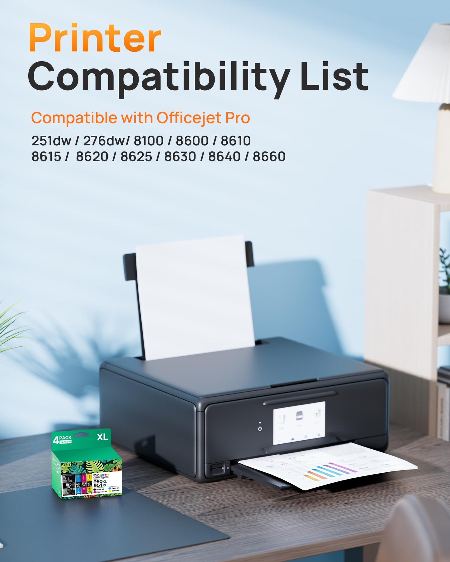 950XL 951XL Ink Cartridges Combo Pack Compatible for HP 950 951 (4 Pack)
