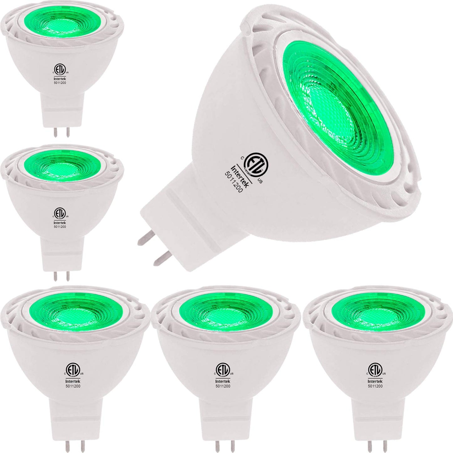 LEMENG Green MR16 LED Light Bulbs 50W Equivalent Halogen Replacement 6W 12V Bi-pin GU5.3 Outdoor Landscape Yard Lighting- Pack of 6