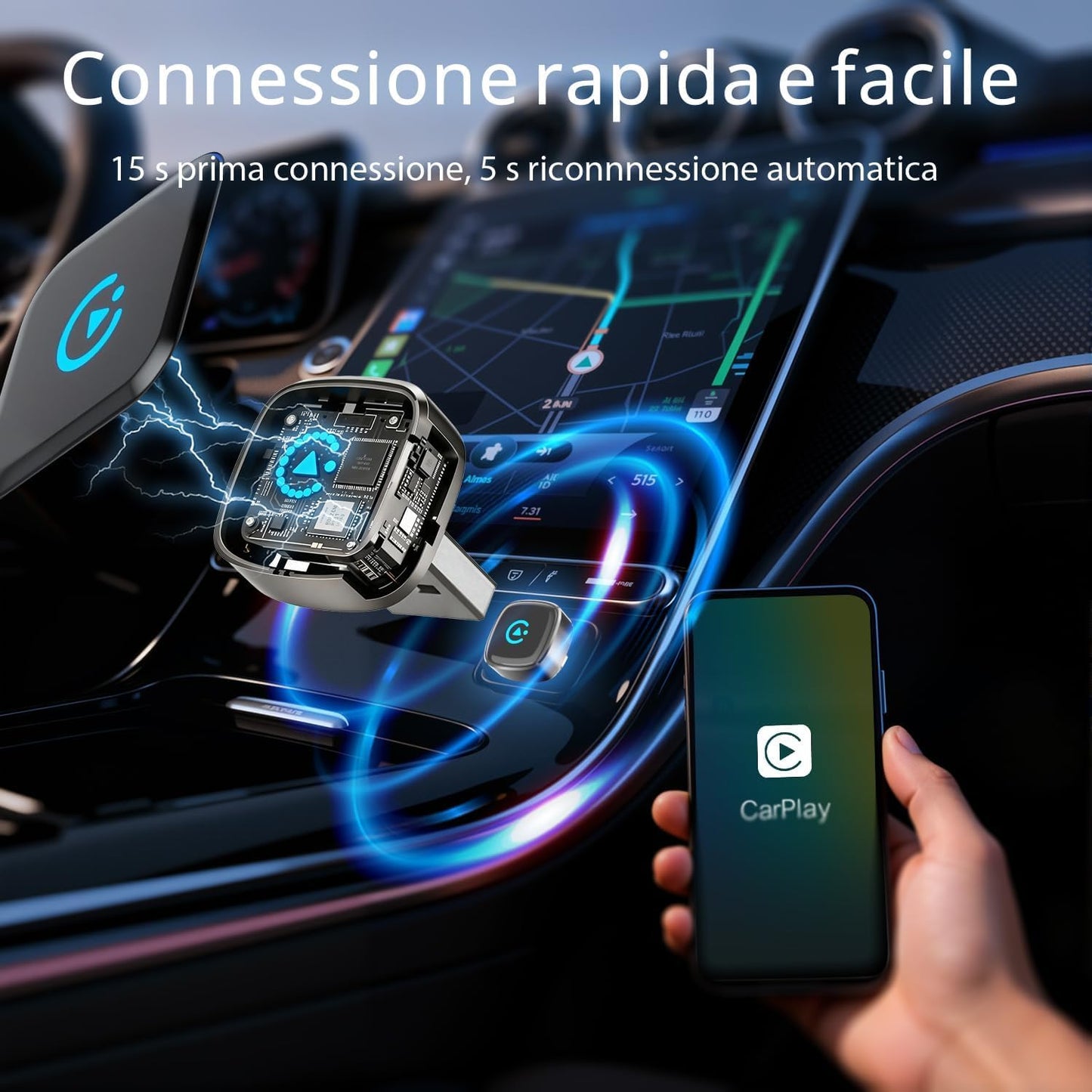 Wireless Carplay Adapter, Suitable for Vehicles Equipped with Cabled CarPlay, Plug and Play Feature enables Fast and Stable CarPlay Wireless