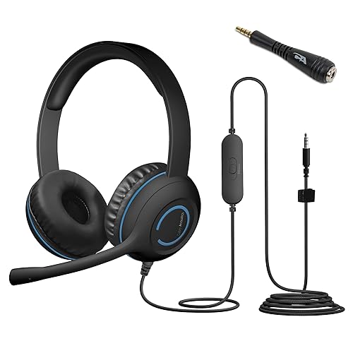 Cyber Acoustics 3.5mm Stereo Headset (AC-5002) - Durable, Crisp, and Clear Communication in Classrooms and at Home - (20 Pack with Adapter)