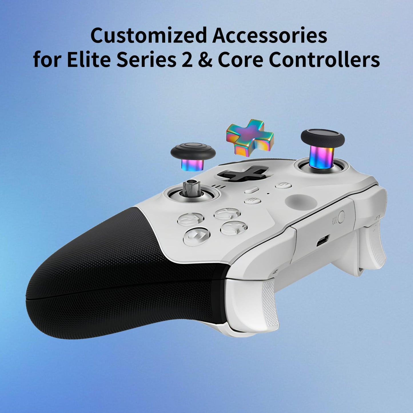 Elite Series 2 Gaming Controller Accessories Kit with Thumbsticks, D-Pads, Paddles, Trigger Buttons for Elite Series 2 Core (Rainbow)