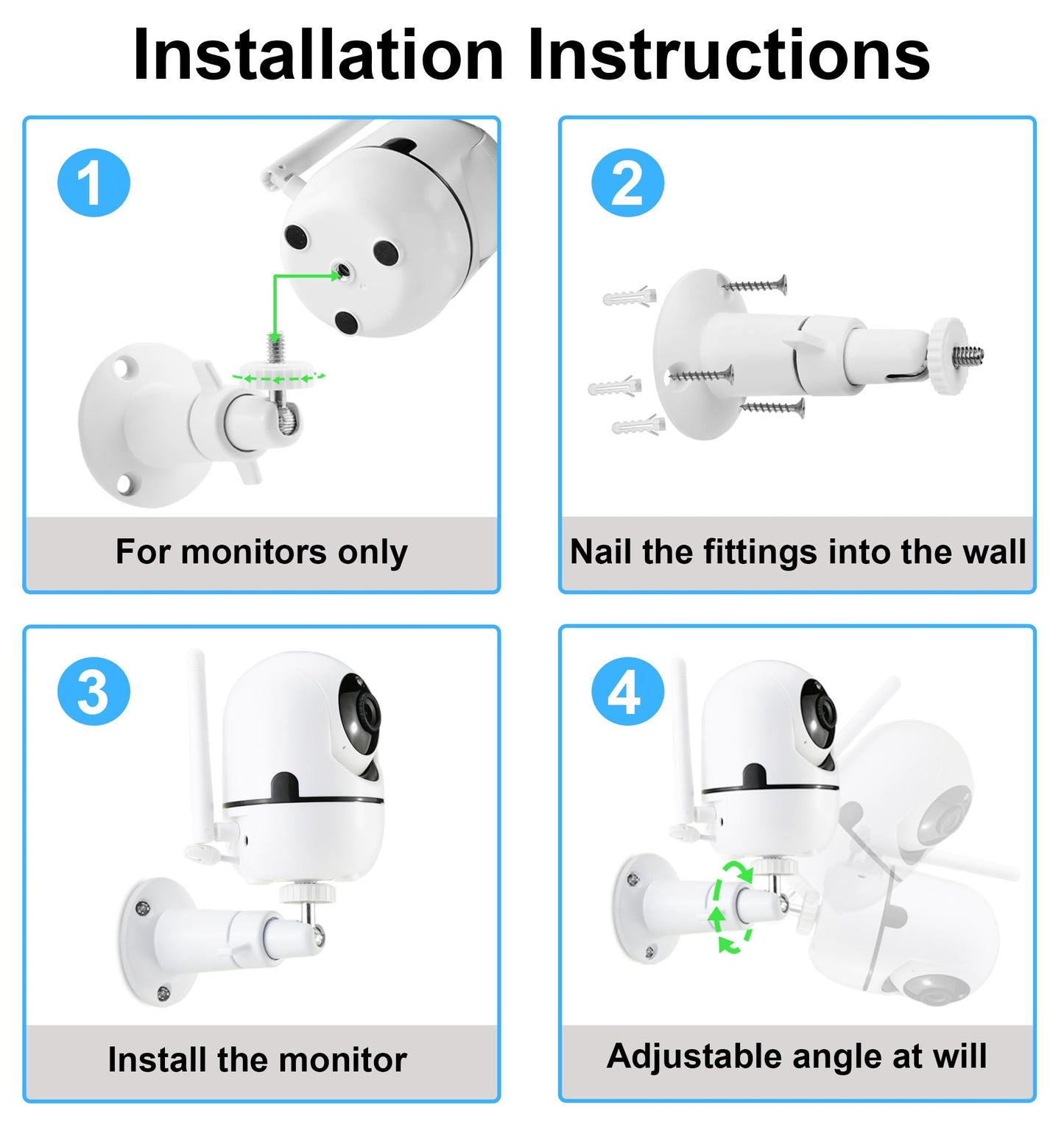 LEFXMOPHY Wall Mount Compatible with HelloBaby HB65 Baby Camera Adjustable Metal Holder Stand (Not for Monitor, Cam Not Include)
