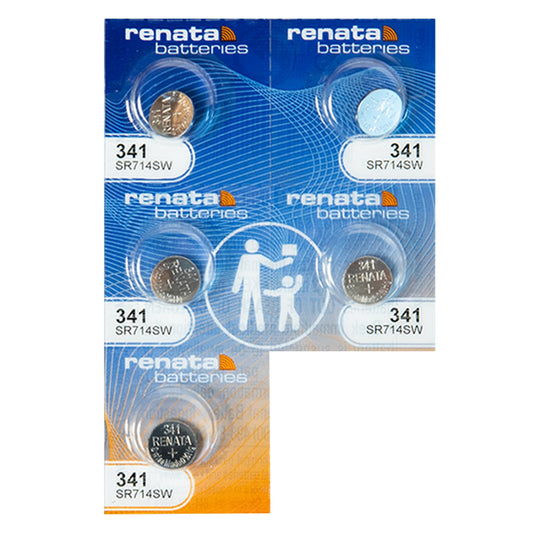 Renata 341 SR714SW Watch Battery - Silver Oxide 1.55V - Strip of 5 Batteries