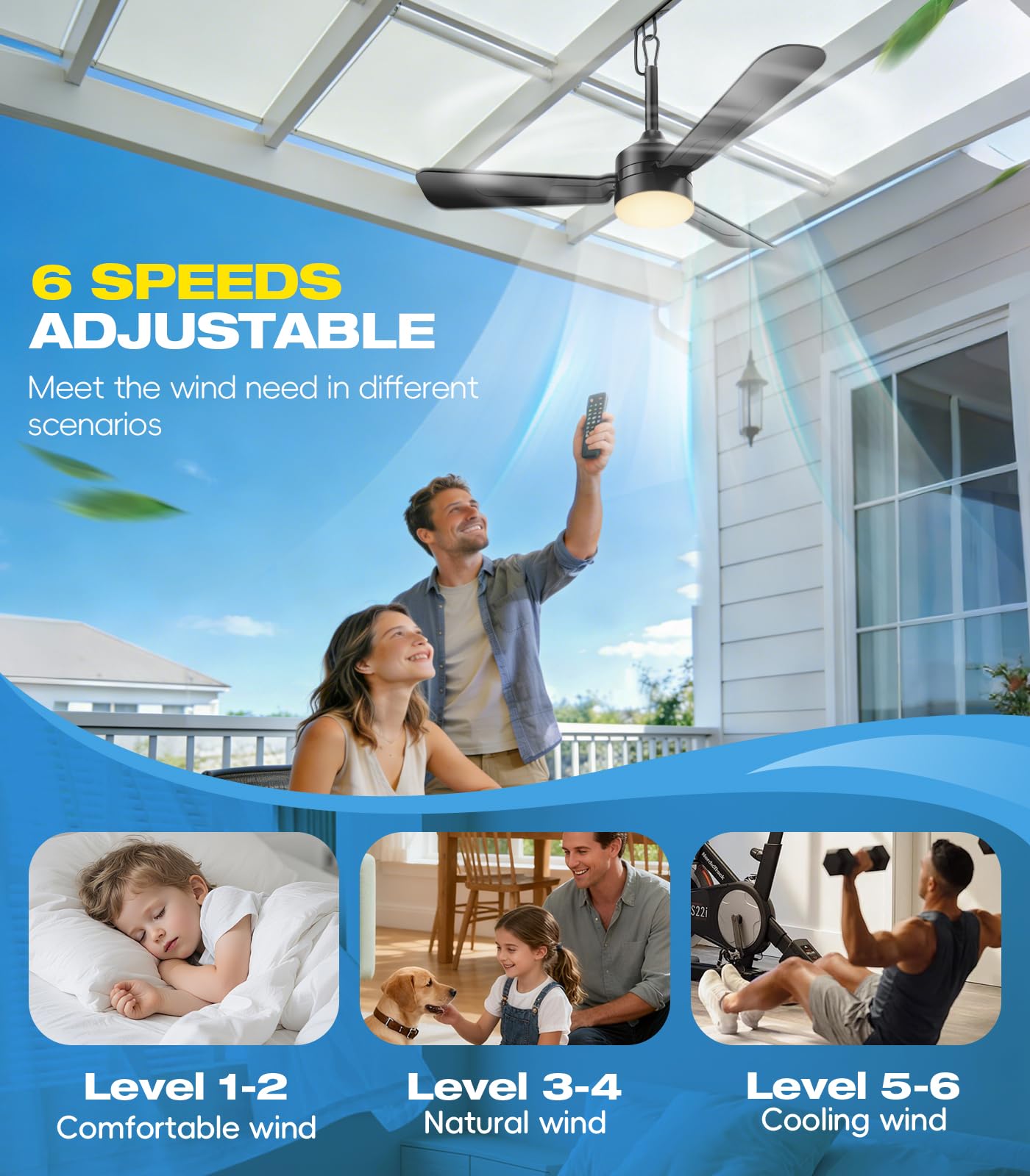 aetherlume 36 inch Plug-in Ceiling Fan Light with Remote Control,gazebo fan light,3 Blade, Dimmable 3CCT LED, Reversible,Portable Hook Design with16ft
