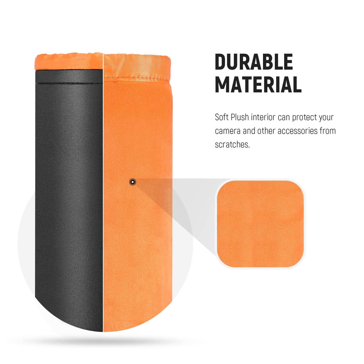 NEEWER Camera Lens Pouch (4 Packs, 4 Sizes) Thick Protective Bag with Drawstring Design, Orange Interior, Soft Plush Neoprene Bag for Sony, Canon