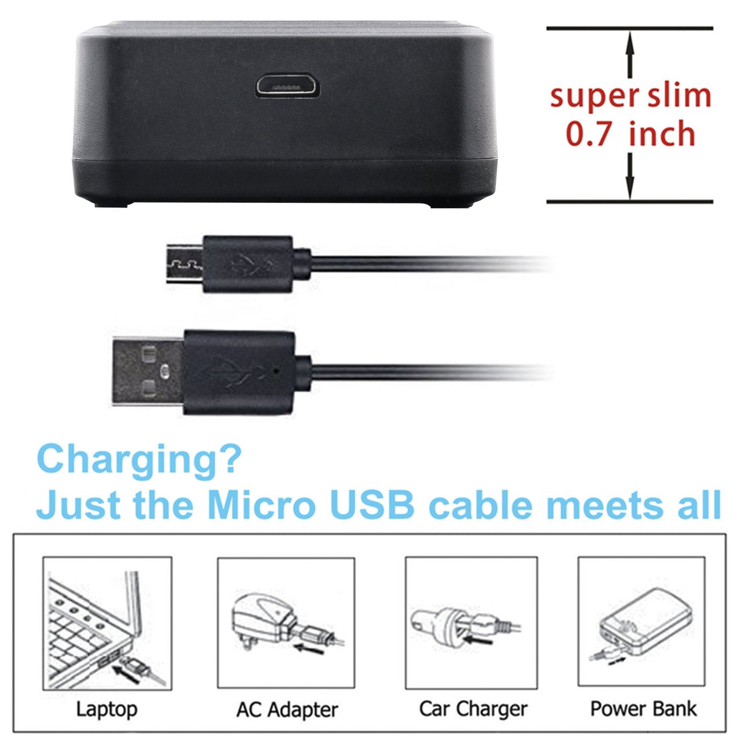 Kastar LCD Dual Charger for Sony NP-FW50 and Sony Alpha 7 7R 7R II 7S a7R a7S a7R II a5000 a5100 a6000 a6300 a6500 NEX-5T NEX-7 DSC-RX10 II III