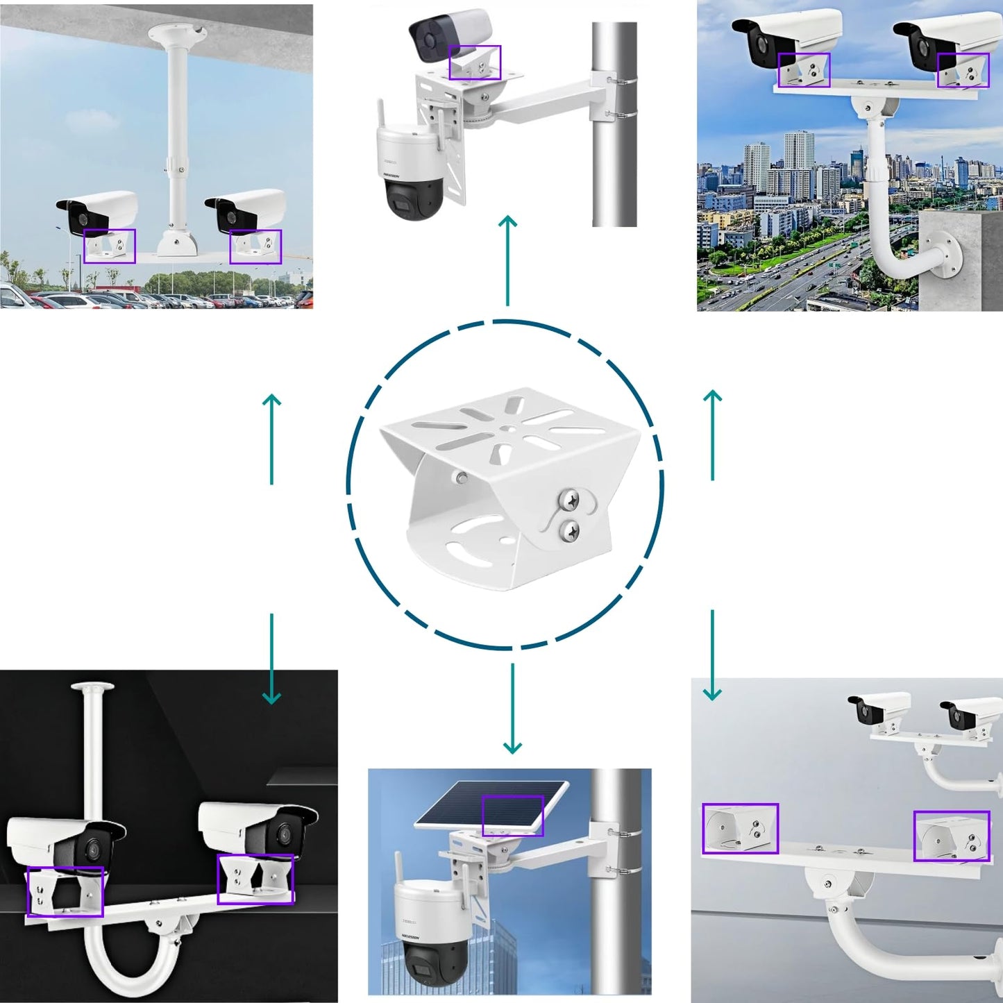 FINXRoll 2 Pack CCTV Security Camera Duckbill Mount Bracket - Heavy Duty Steel Universal Adapter for PTZ/Dome/Bullet Cameras, Wall/Ceiling/Pole