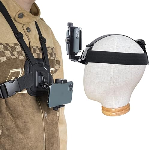 Suptig Phone Chest Mount, Phone Head Mount Compatbile for iPhone, Phone, GoPro Hero 13, Hero 12,11,10, 9, 8,7, 6, 5, 4, 3,2, 1,Gopro max2, AKASO, DJI