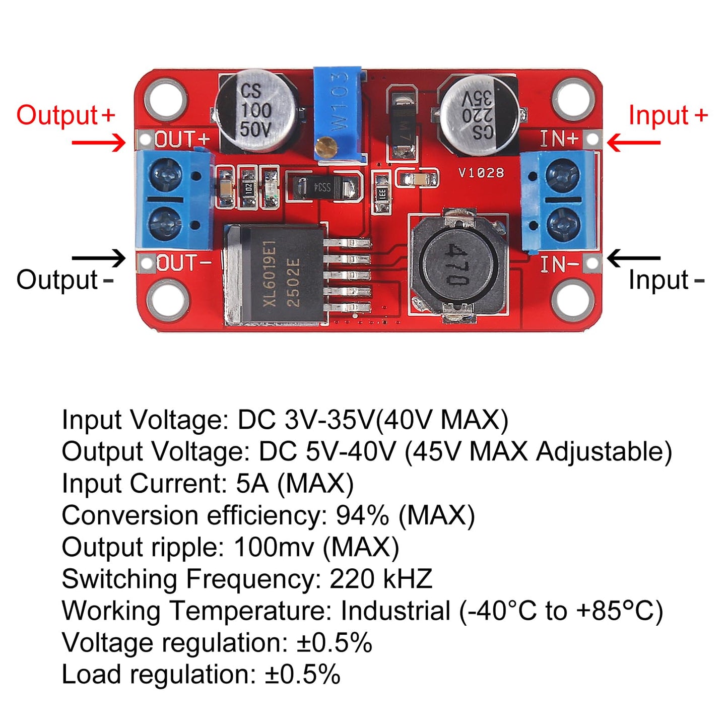 JUZITAO 6PCS XL6019 DC to DC Boost Converter 5A High Power Current Step Up 5V 6V 12V 24V 3-35V to 5-40V Boost Buck Adjustable Voltage Regulator Power…