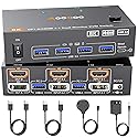 HDMI DP2.1 KVM Switch 2 Monitors 2 Computers, 8K@60Hz/4K@144Hz KVM Switch for 2 PC Sharing 2 Monitors, Keyboard, Mouse, with 2 USB3.0 Cables, Wired
