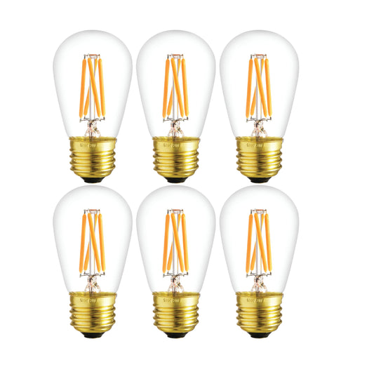 Sunlite 40322 LED S14 Glass Filament Style String Light Bulb, 4 Watts (25W Equivalent), 340 Lumens, Medium Base (E26), Dimmable, UL Listed, High 90